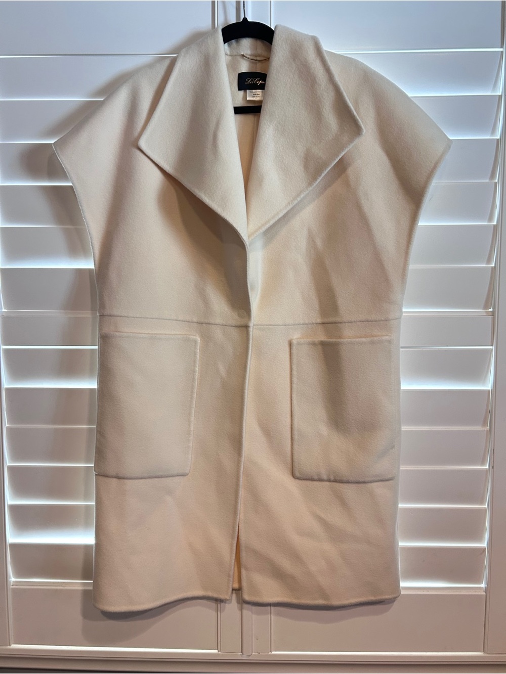 Les Copains Open Front Wool Short Sleeved Jacket Cardigan Cream Size 44